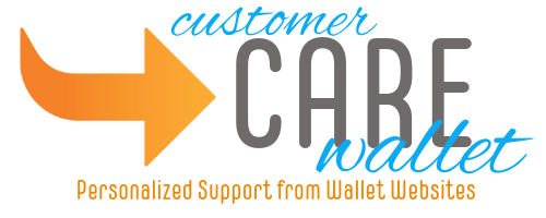 Logo of Customer Care Wallet with an orange arrow pointing right, the words 'customer' and 'wallet' in gray and blue respectively, and 'CARE' in large blue letters, with the tagline 'Personalized Support from Wallet Websites' underneath.